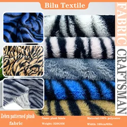 Zebra Print Rabbit Plush Fabric - Thick Polyester for DIY Clothing & Home Textile Material (by Meter)