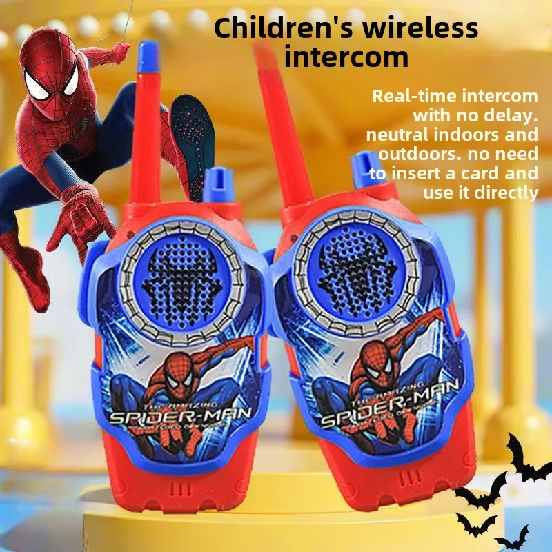 

2pcs Spiderman Walkie Talkies Set Kid Walkie Radio Interphone Cartoon Outdoor Phone Game Parent-child Toys Children Xmas Gifts