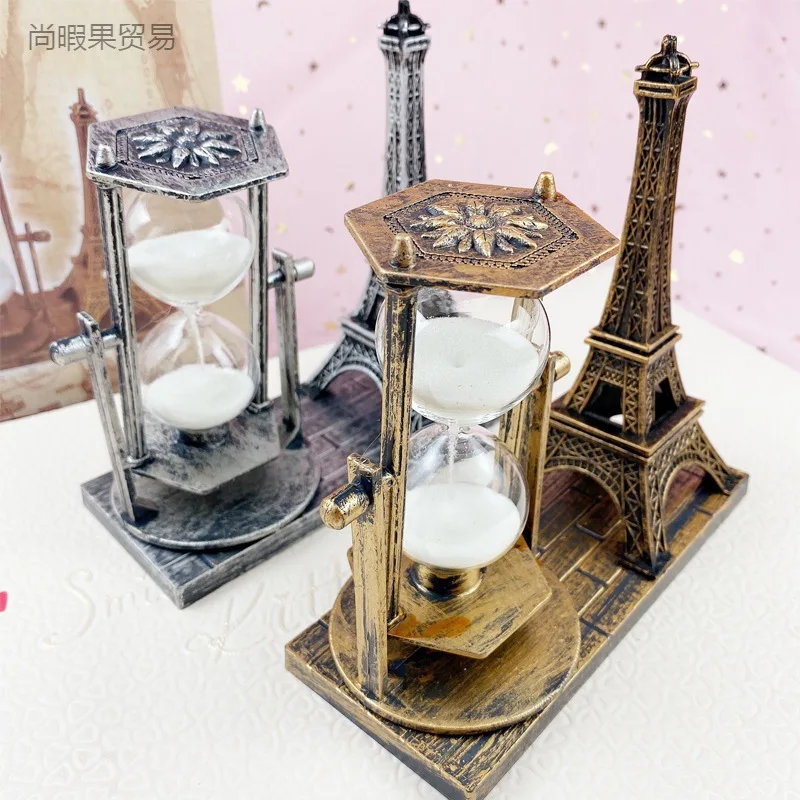 

1062 Creative Student Gifts Antique Flowing Sand Tower Decorations Student Gifts White Hourglass Gifts Desktop Decorations