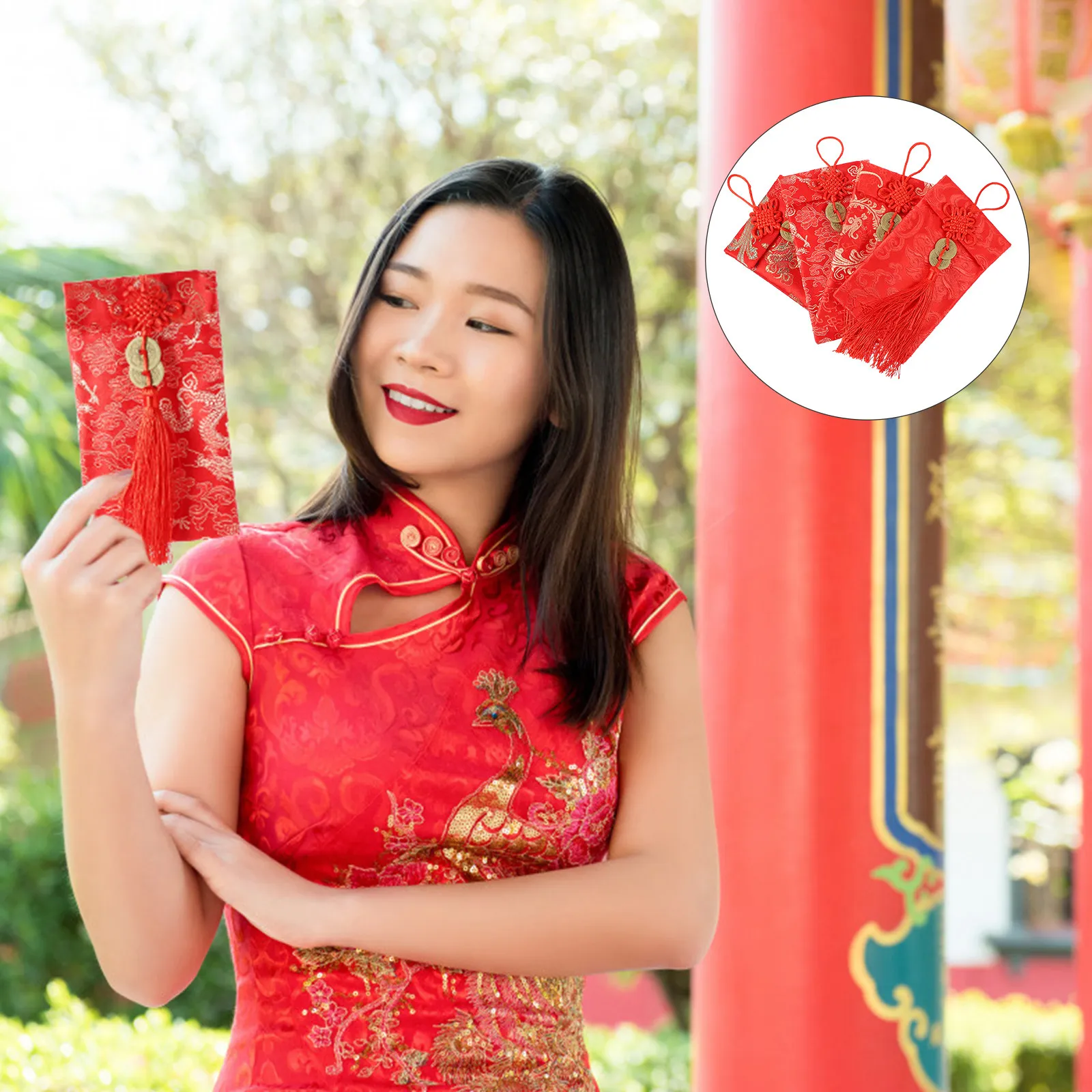 

4Pcs Red Envelopes New Year Spring Festival Wedding Gift Bag Money Pouch Chinese Style Red Packets Party Gifts Gift Bags