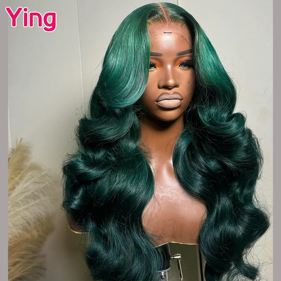 Ying Dark Green Colored Brazilian Remy Body Wave 13x4 Lace Frontal Human Hair Wig 13x6 Lace Front Wig PrePlucked With Baby Hair