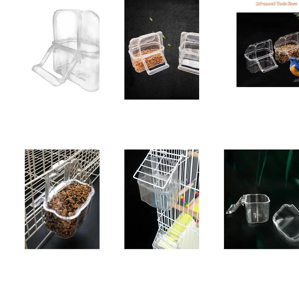 Parakeet Feeder Box Pet Cage Plastic Container Birds Clear Dispenser Gift for Pet Bird Owner Easy to Use and Clean W91B