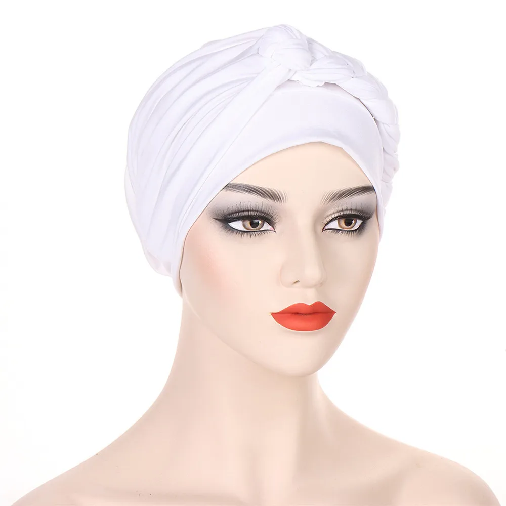 Lenço elástico para mulheres muçulmanas, turbante químico, perda de cabelo tampa da cabeça, headwear islâmico, bandana, Stretch Beanies, Chemo Cap, tranças