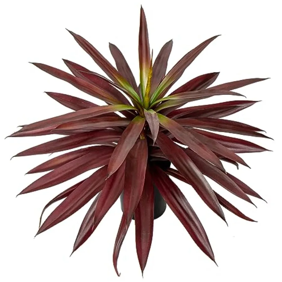 Large Fake Agave Plant 17.3 Inch Red Artificial Yucca Potted Plants Outdoor Faux Agave Plants for Home Room Office Garden Front