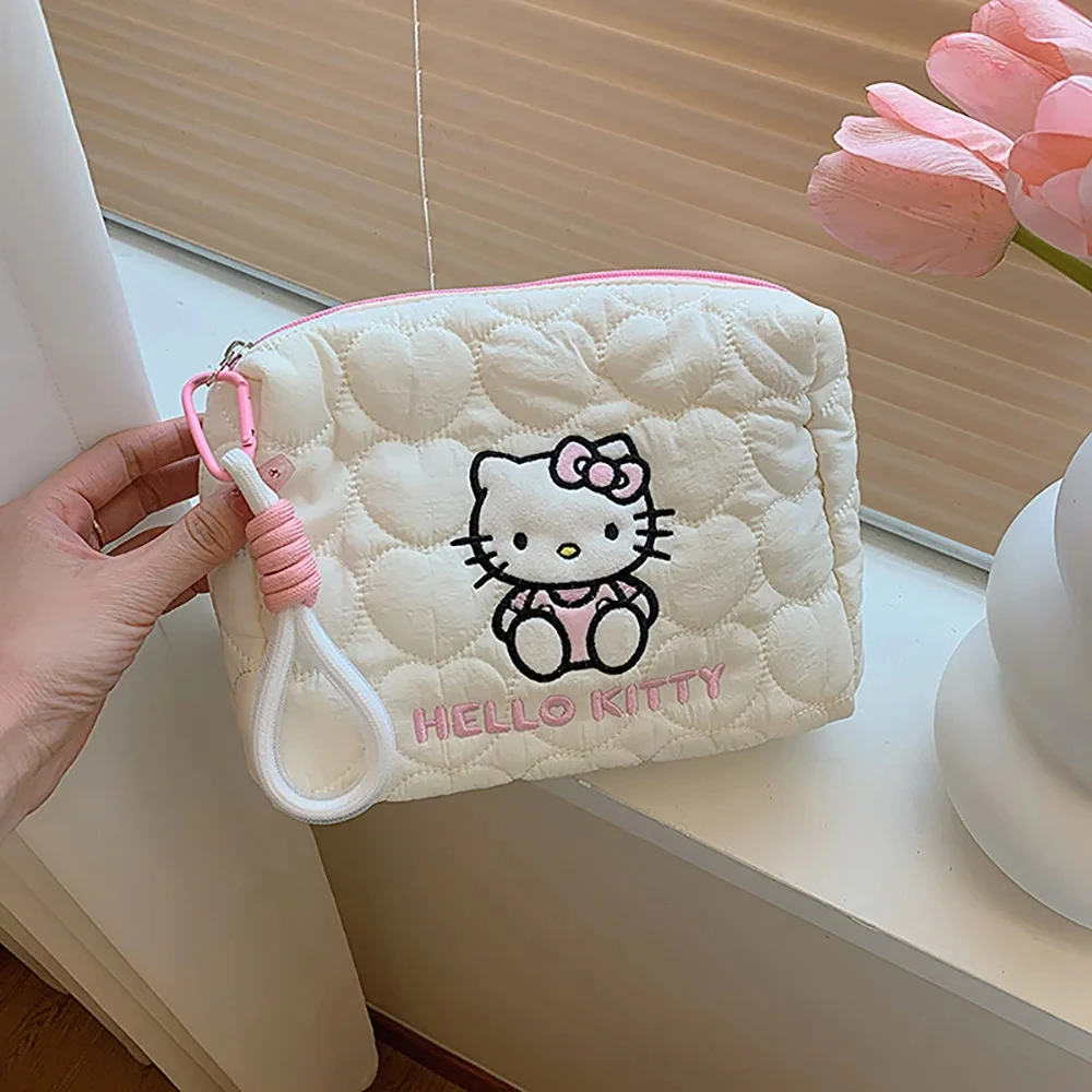 Sanrio Hellokitty Kuromi Mymelody Kawaii Cosmetic Bag Cute Cartoon Storage Bag Large Capacity Women\'s Makeup Case Handbags Gifts