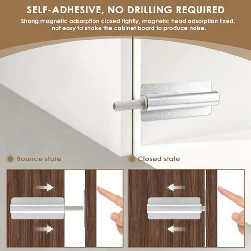 Best-6 шт. Магнитная защелка для двери шкафа, дверная защелка для открытия двери, двойная магнитная защелка для шкафа