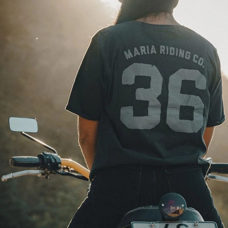

Футболка Maria Riding Company 36, летняя роскошная брендовая хлопковая мужская и женская футболка с крыльями, мотоциклетная футболка с коротким рукавом