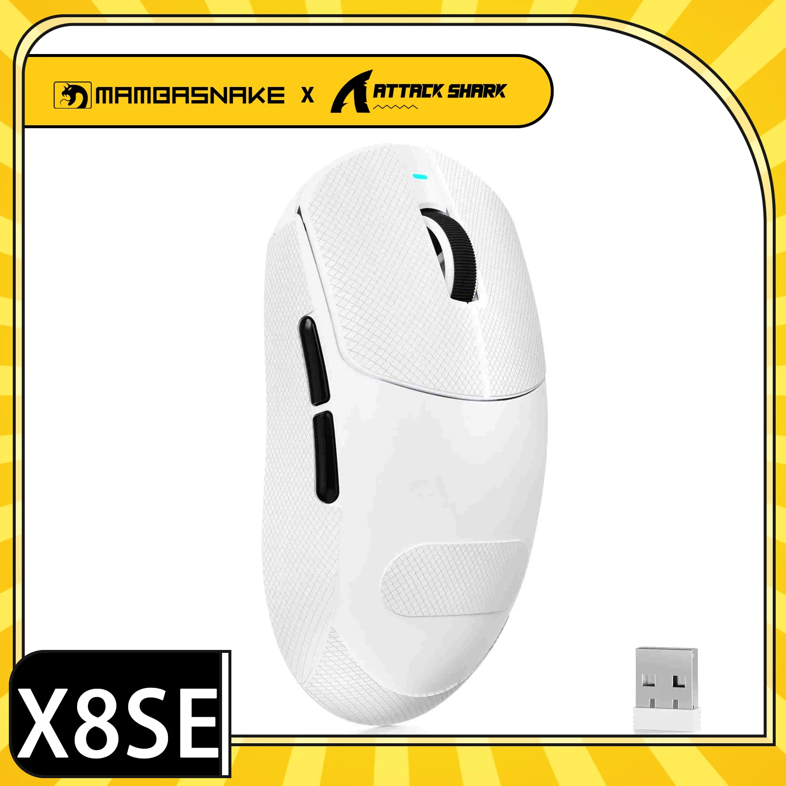 MAMBASNAKE x ATTACK SHARK X8 SE 55g souris de jeu sans fil super légère, souris sans fil/câblée BT/2.4G Tri-Mode BK52820