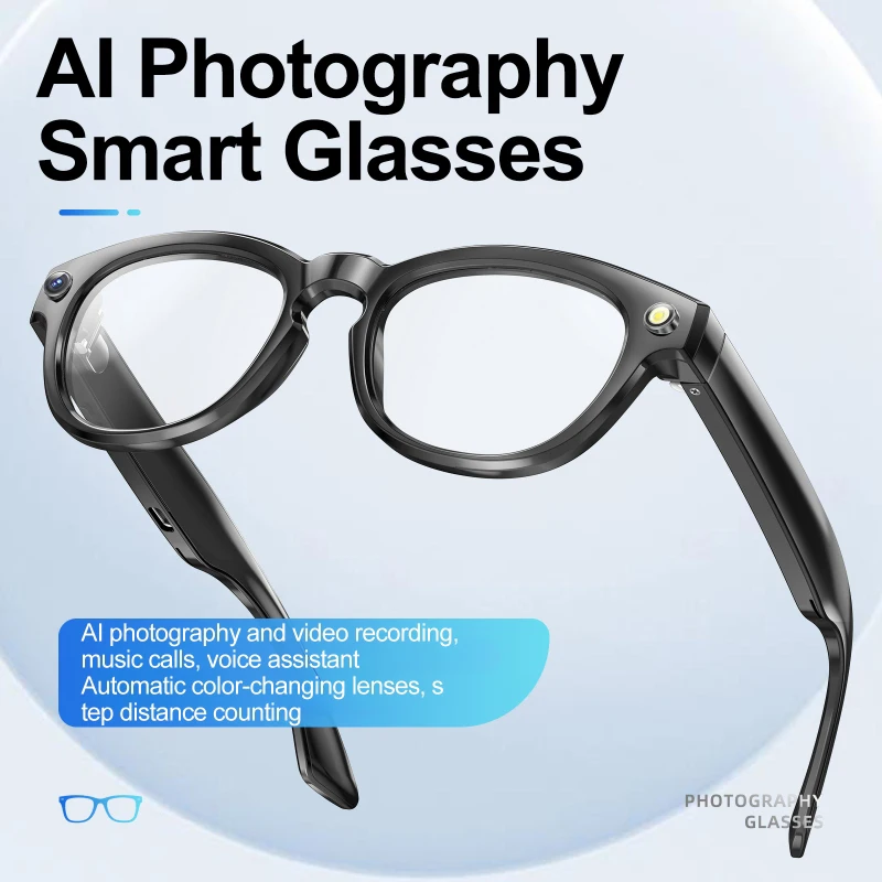 

AI Smart Glasses with HD Camera Photography Video Recorder Music Calling Automatic Color Changing Glasses Security Sports Cam