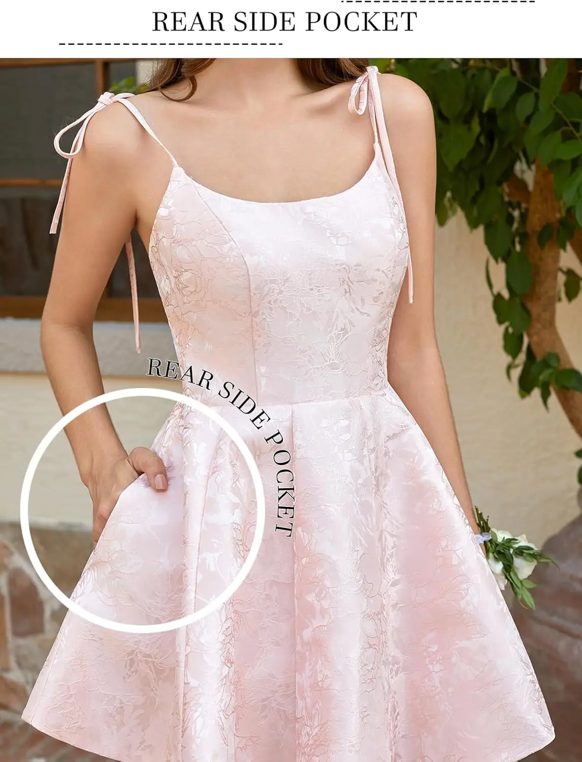 

Атласные платья для выпускного вечера 2026: короткое платье с вышивкой на тонких бретельках, с карманами, мини-платье для коктейльной вечеринки