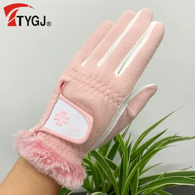 Cold protection women's autumn and winter warm gloves wrist guards anti-slip fleece golf gloves left and right hands 1 pair