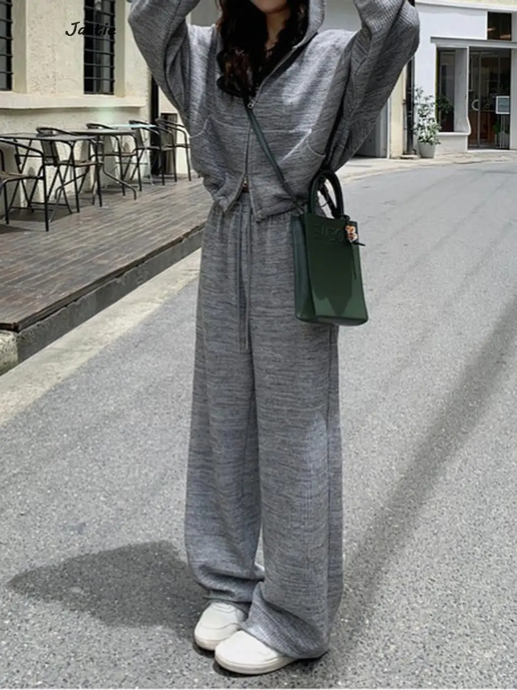 2023 Autumn Zipper Hoodies And Pocket Wide Leg Pant Sets Casual Sweatershirt Woman Tracksuit Fall Fashion Street Two Piece Set