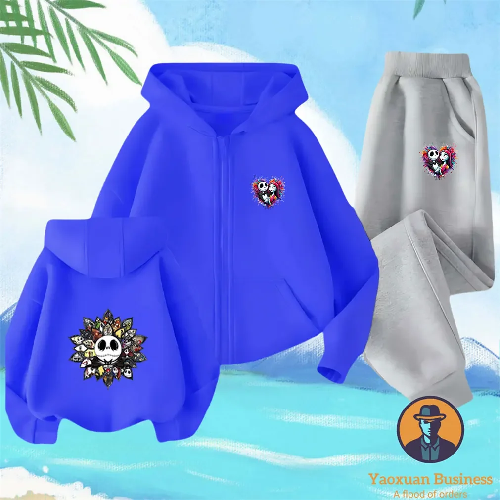 رائجة البيع 2025 كابوس للأطفال قبل عيد الميلاد Oogie Boogie زمم هوديي مجموعة الحرارية صوف مبطن معطف الخريف