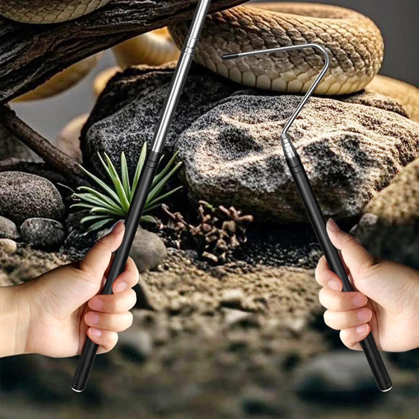 Snake Stick Snake Sticks And Grabbers Extended Anti-Bite Retractable Hook With Non-slip Handle For Cleaning Plumbing Bathroom