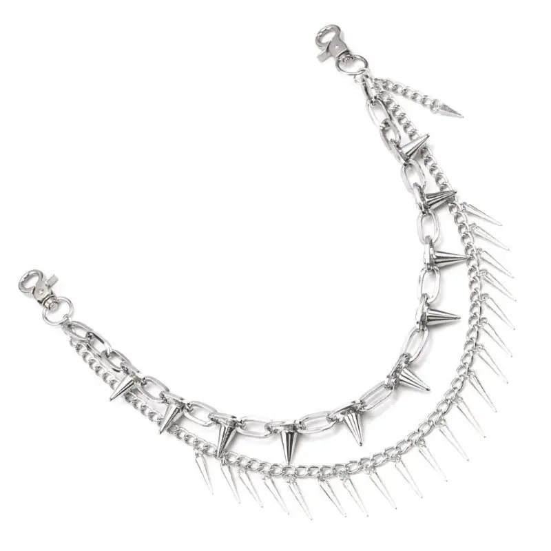 P9FE HIP HOP PANTS سلسلة روابط أنيقة للراقصات Punk 2000s Trend Jean Multi Layer Synains for street street