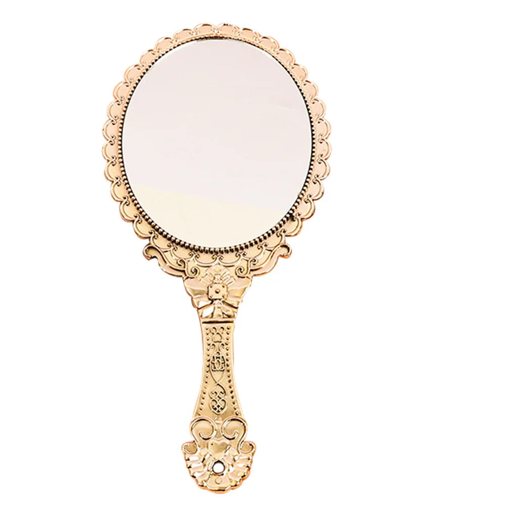 

Vintage Handheld Mirror Baroque Design Makeup Haircut Travel Size Reflection Compact Portable Women Barber Self Haircut