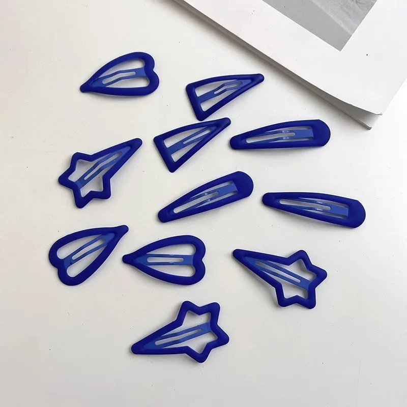 3PC Royal Blue Baby Hair Drop Clips for Girls Basic Snap Hair Clamp Star Hairpin BB Barrette Spring Autumn Kids Hair Accessories