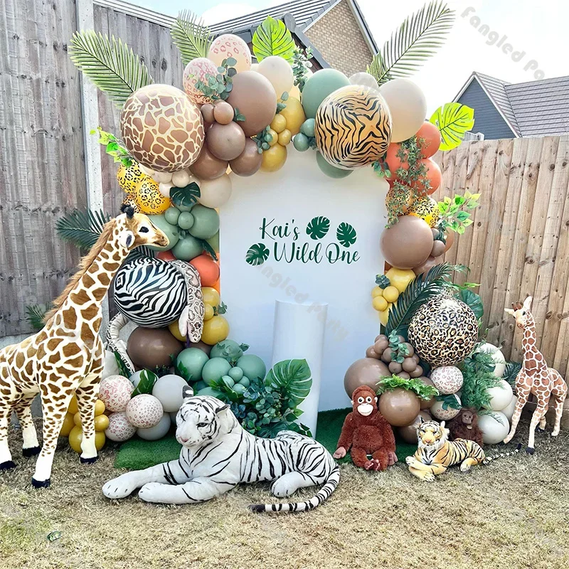 120 adet Woodland balonlar Garland Sage yeşil karamel kum orman hayvan balonlar bebek duş Safari doğum günü cinsiyet ortaya dekor