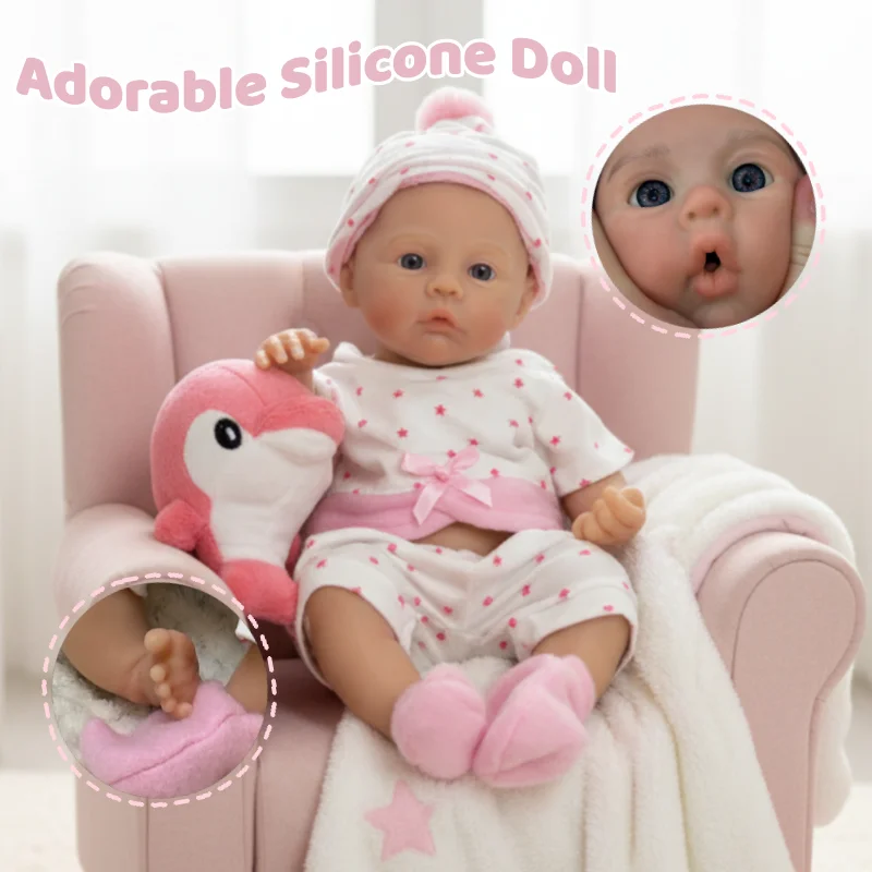 13 بوصة مفتوحة الفم مرج مع 2 ملابس الصلبة سيليكون بيبي تولد من جديد فتاة رسمت الجلد اليدوية نابض بالحياة بيبي تولد من جديد دي سيليكونا