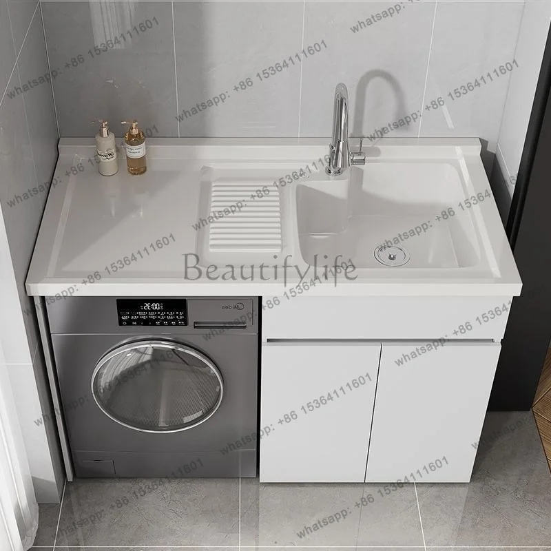 Creative Balcony Laundry Cabinet Laundry Tub with Washboard Washing Machine Cabinet Bathroom Cabinet Arredo Bagno