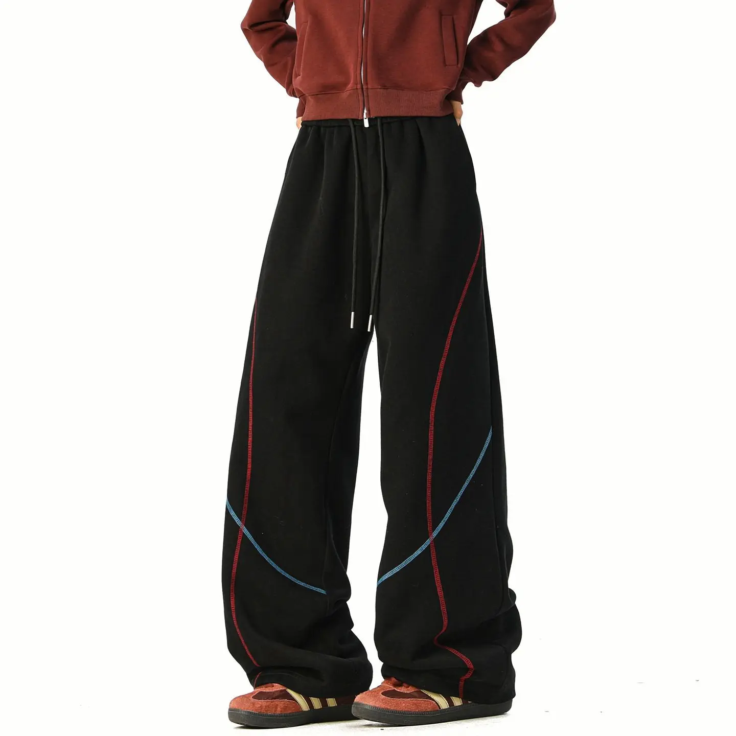 ストリートウェア カーゴパンツ メンズ レディース アメリカン ヴィンテージ ドローストリング ウエスト ジョガーパンツ Y2K バギー ワイドレッグ スウェットパンツ ユニセックス カジュアル トラウザーズ