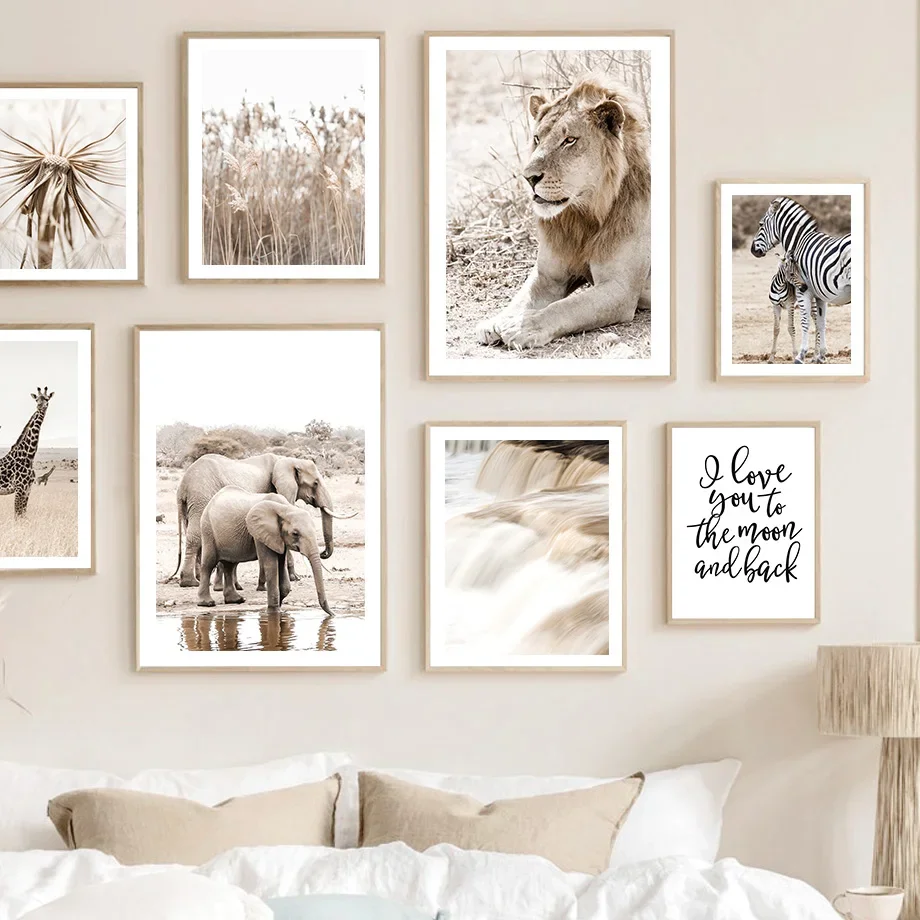 Multiple sizes 1pc frameless Canvas Painting,1pc frameless Canvas Painting Neutral Safari Wall Art Wildlife Photography Canvas P
