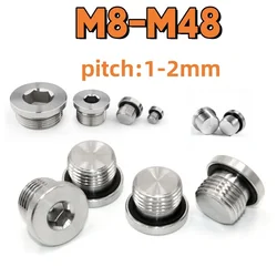 Sealing Plugs M8-M48 304 Stainless Steel Flange Hexagon Plug Without/With ED Seal Ring Oil Plug Pipe Fitting Adapter Connector
