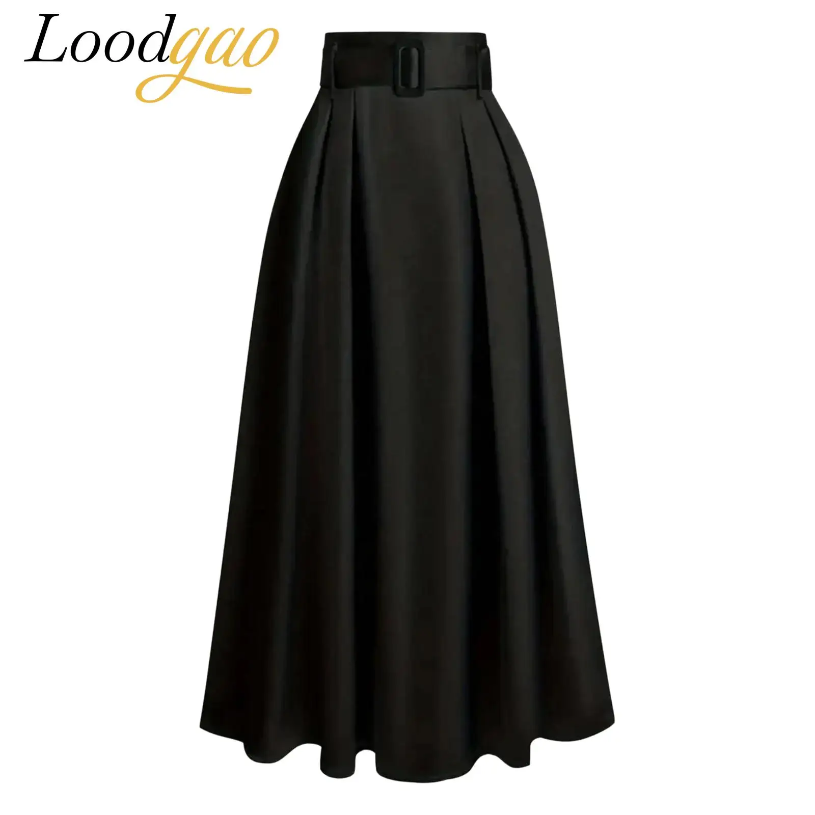 

Элегантная женская атласная юбка миди с высокой талией для офиса, плиссированная, А-силуэт, повседневная, расклешенная