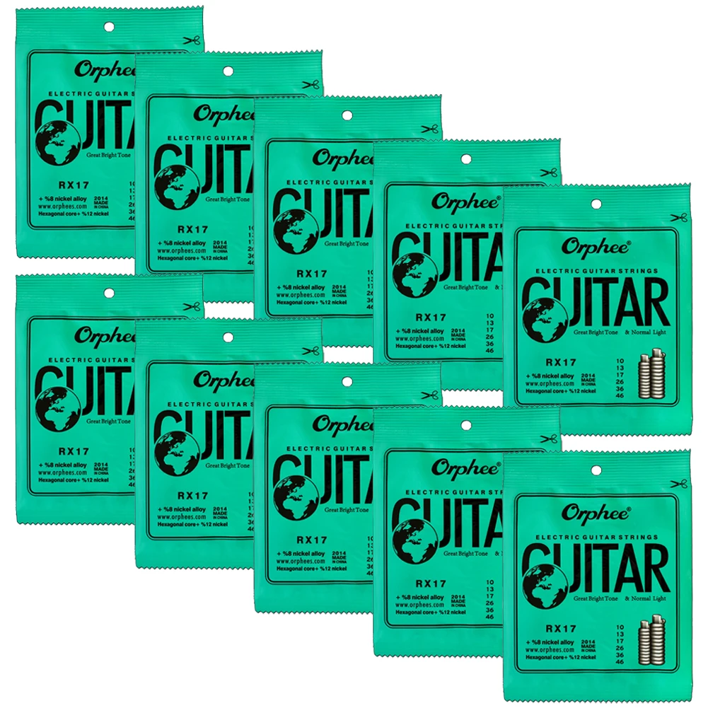 10 Set Orphee RX Series Electric Guitar Strings Super Light RX15 RX17 RX19 9-42 10-46 11-50 Professional Hexagonal Carbon Steel