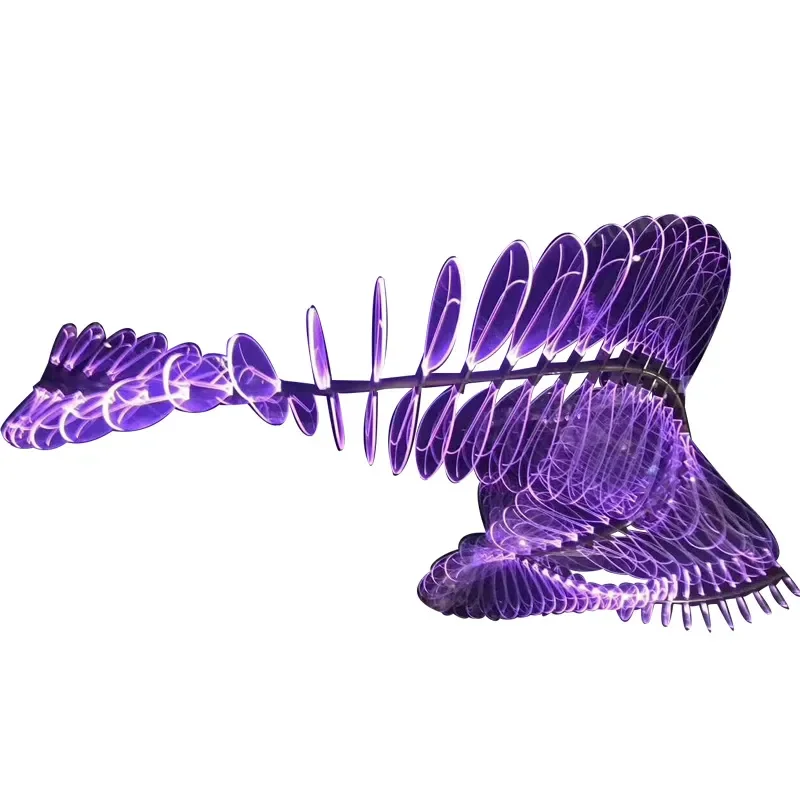S Shaped Rotating Acrylic Leaf Chandelier Colorful Atmosphere Light for Hotel KTV Bar Modern Decorative Pendant Lamp