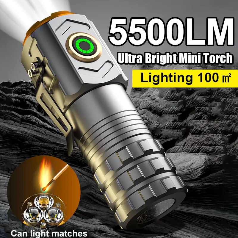 Mini torcia portatile ultra luminosa 18500 torcia ricaricabile con magnete potenti torce LED da campeggio di emergenza impermeabili