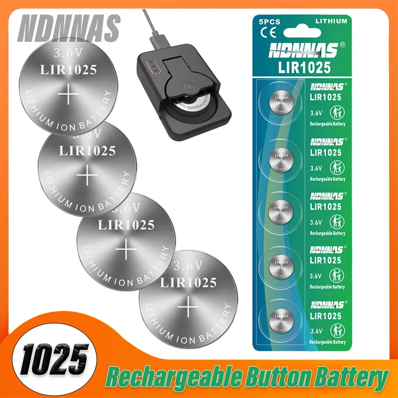 

3.6V LIR1025 Rechargeable Lithium Battery Universal Replacement for 3V CR1025 Button Cell for Watch and Electronics 1-20PCS