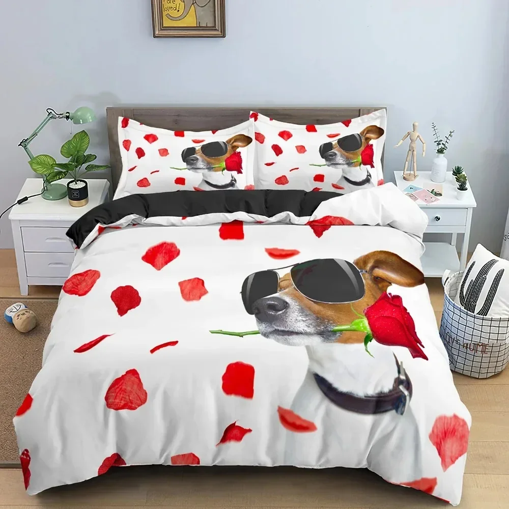 

3D Print Bulldog Dog Roses Bedding Set Boys Girls Twin Queen Size Duvet Cover Pillowcase Bed Adult