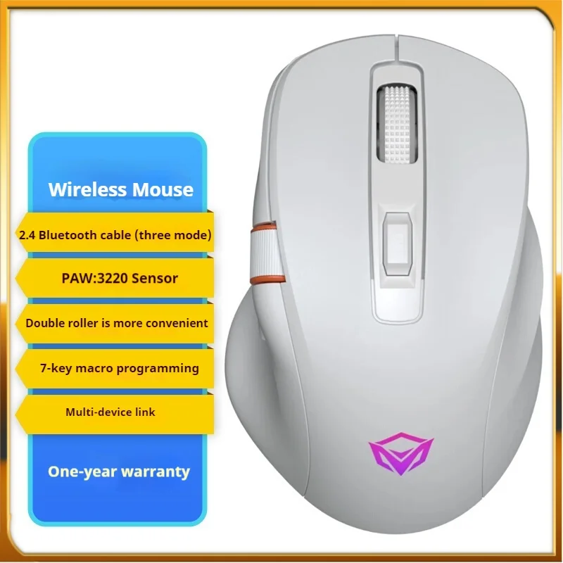 High End E-Sports Wireless Mouses Three Mode Connection Rgb Light Double Wheel Paw3320 Sensor Office Charging Gaming Mouses