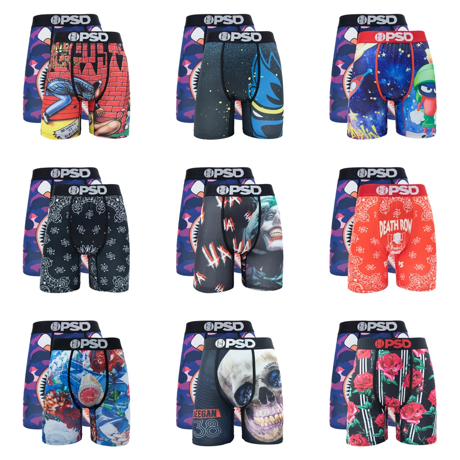 

2Pcs Sexy Men Boxer Briefs Breathable Mens Underpants Men's Panties Plus Size S-2XL Fashion Print Mens Swimming Underwear Boxers