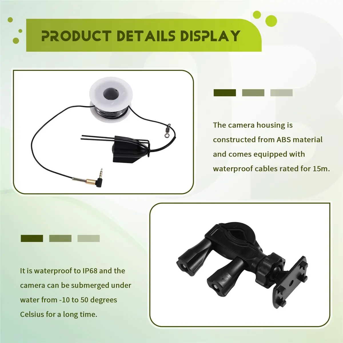 220° Underwater Fishing Camera Handheld 1080P 4.3in LCD Fish Finder Portable Fish Depth Finder Water with Night Vision