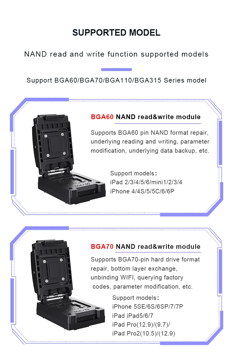 i2C P15 Pro z programatorem NAND BGA 315 BGA 60 BGA70 BGA110 dla IP6 do 15 pro max