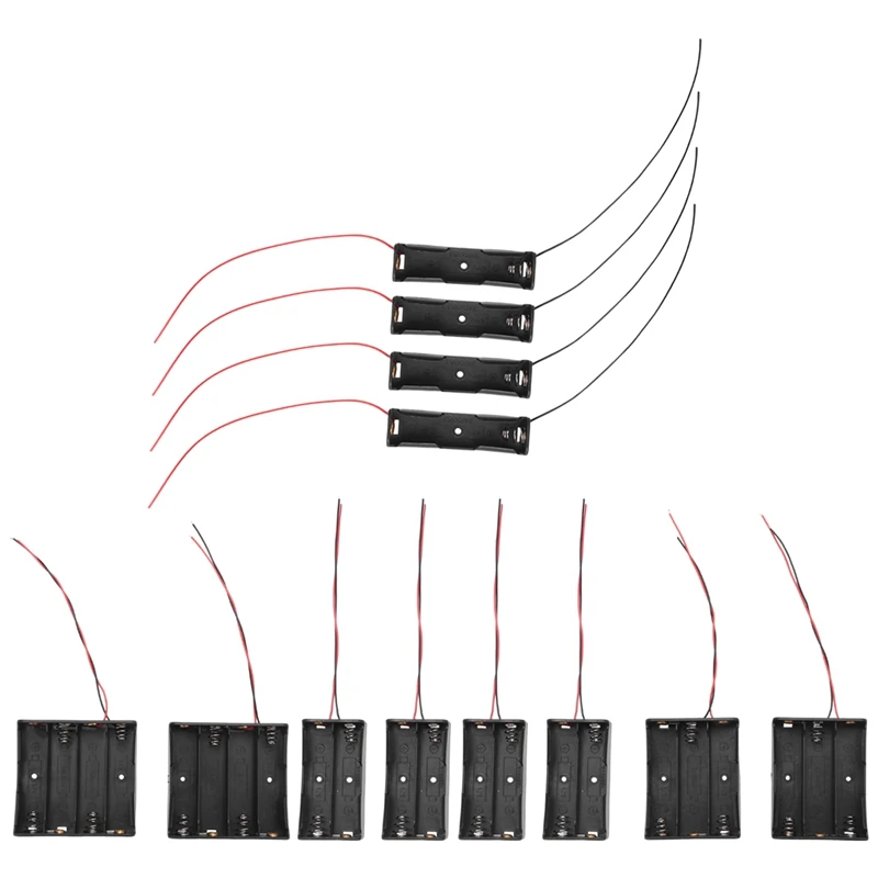 12PCS 18650 Battery Holder Bundle With Wire Battery Holder Case 3.7V, 1/2/3/4 X 3.7V Series DIY Battery Storage Boxes