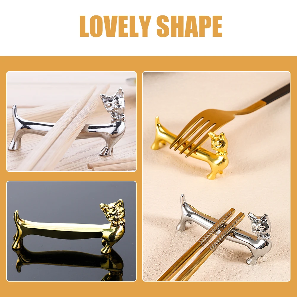 

2 Pcs Cat Lovers Metal Chopstick Bracket Chopsticks Holder Tableware Zinc Alloy