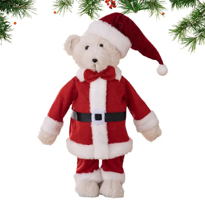 

Christmas Bear Stuffed Animal Cute Standing Bear Doll Soft Plush Plush Stuffed Animal Santa Bear 35cm Home Party Supplies For