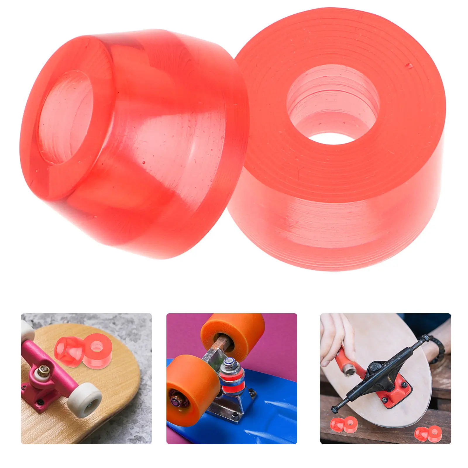 

4Pcs Skateboard Shock Pads High-Elastic PU Cushioning Bushings for Double-Kick Shock Absorption Outdoor
