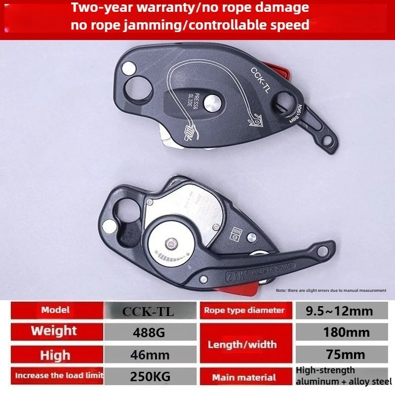

CCK-TL Rope Manual Stop Ascent Descent Device Outdoor Climbing Speed working heights High-Altitude Operation Protector Descent