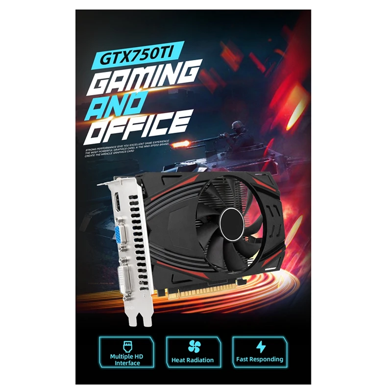 1 шт., видеокарта GTX750TI DDR5, 4 Гб, 128 бит, 1020 МГц, 1350 МГц, 28 нм, Pcle X16 3,0, Видеокарта VGA + HD + DVI