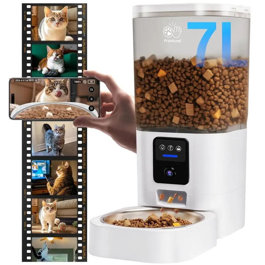 

Automatic Cat Feeder with 2K Camera 5G WiFi Automatic Dog Feeder with Night Vision,Cat Food Dispenser with 7L Large Food Storag