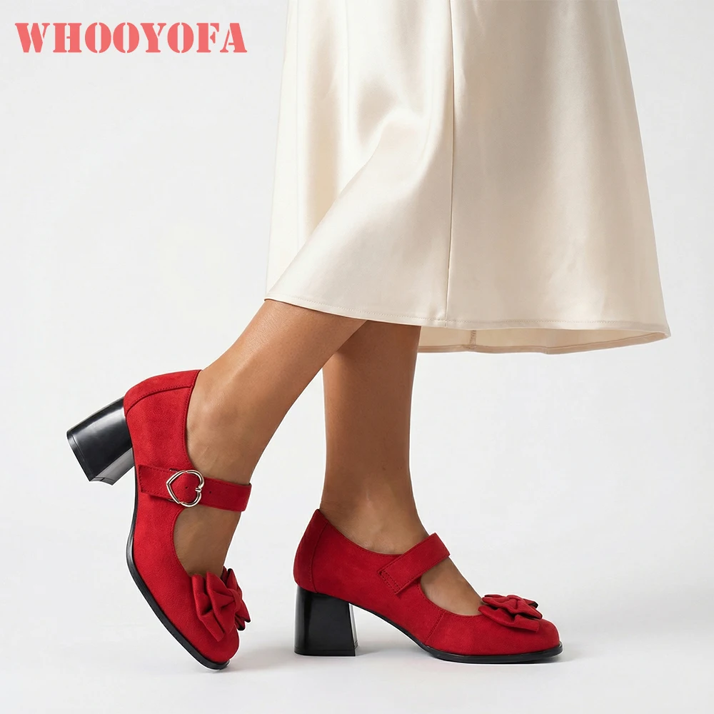 

2026 Comfortable Red Women Pumps Sqaure Toe 5cm High Chunky Lady Dailty Shoes Wide Fit Plus Large Size 10 44 47