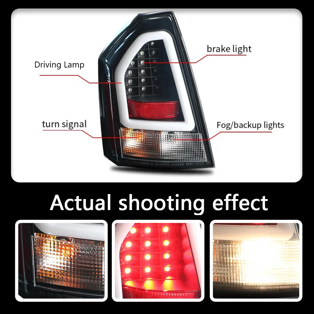 A Pair 2PC Applicable To Chrysler 300C Tail Lamp LED Smoked Tail Lamp Refitted Tail Lamp Assembly 2005-2010