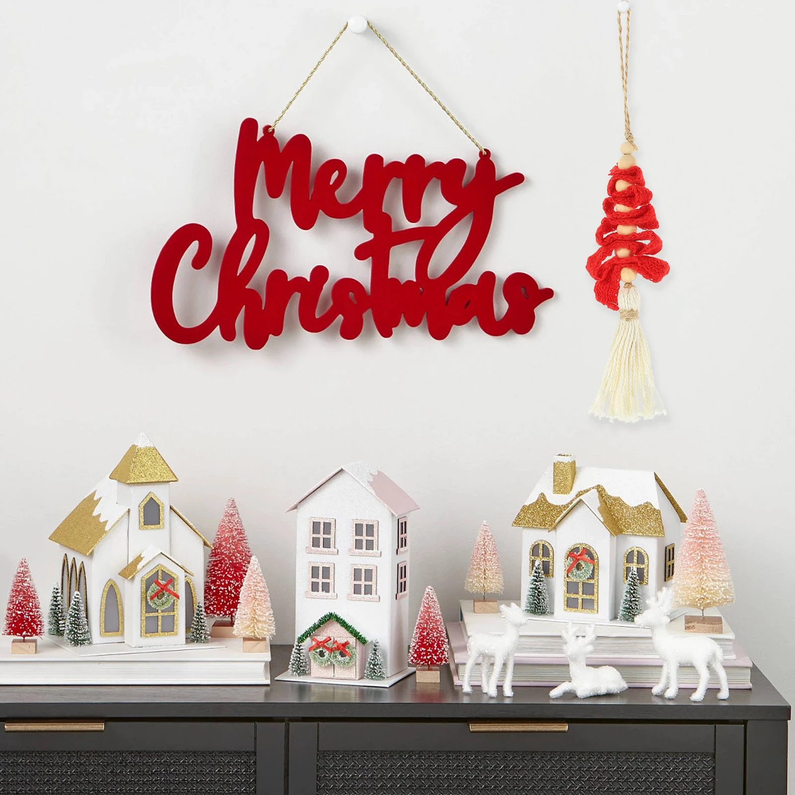 

4 Pcs Christmas Tree Ornaments Velvet Hanging Decorations for Home Hand-woven Valentine's Day Cute Cloth Small
