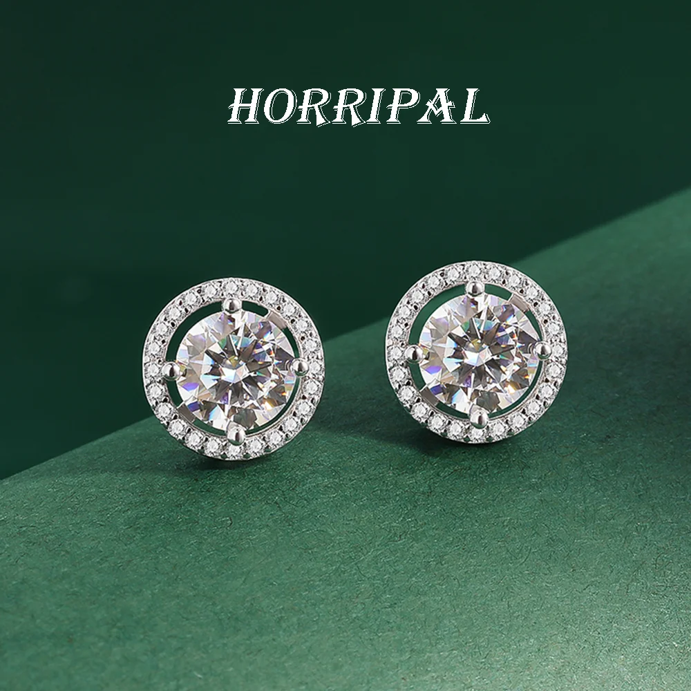 

HORRIPAL 1-4CT Moissanite Stud Earrings for Women S925 Sterling Silver Plated 18K White Gold Wedding Classic Gift Fine Jewelry