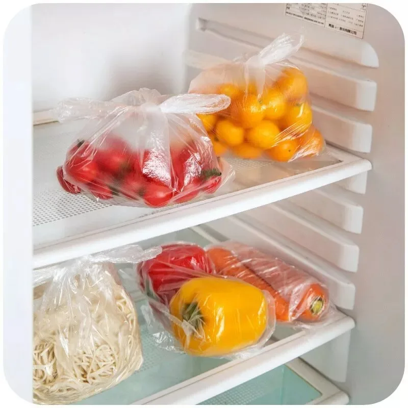 Disposable Plastic Food Storage Bags Roll Transparent Perforated Easy To Tear for Kitchen Vegetables Fruits Snacks Packing