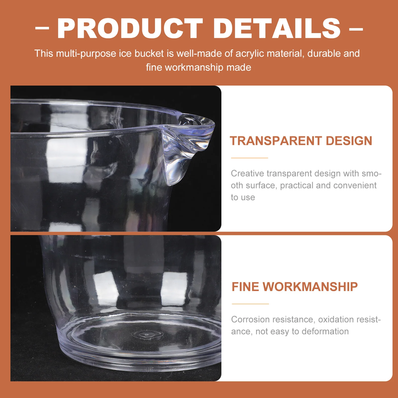 

Transparent Ice Bucket Simple Elegant Design Multi-Purpose Bar Accessory Wine Beer Container Ktv Home Party